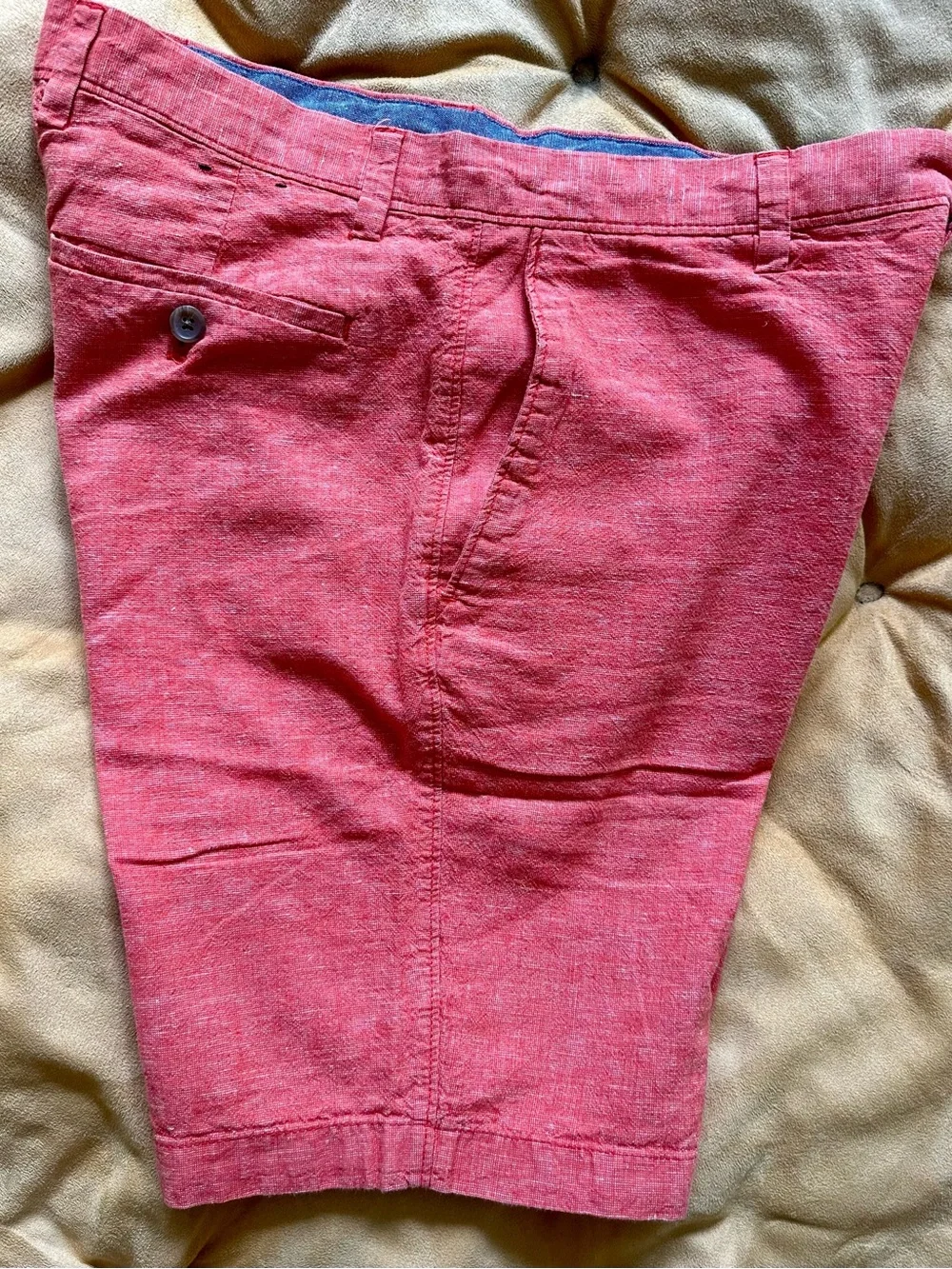 Banana Republic Men's Coral Red Casual Linen-Blend Shorts
